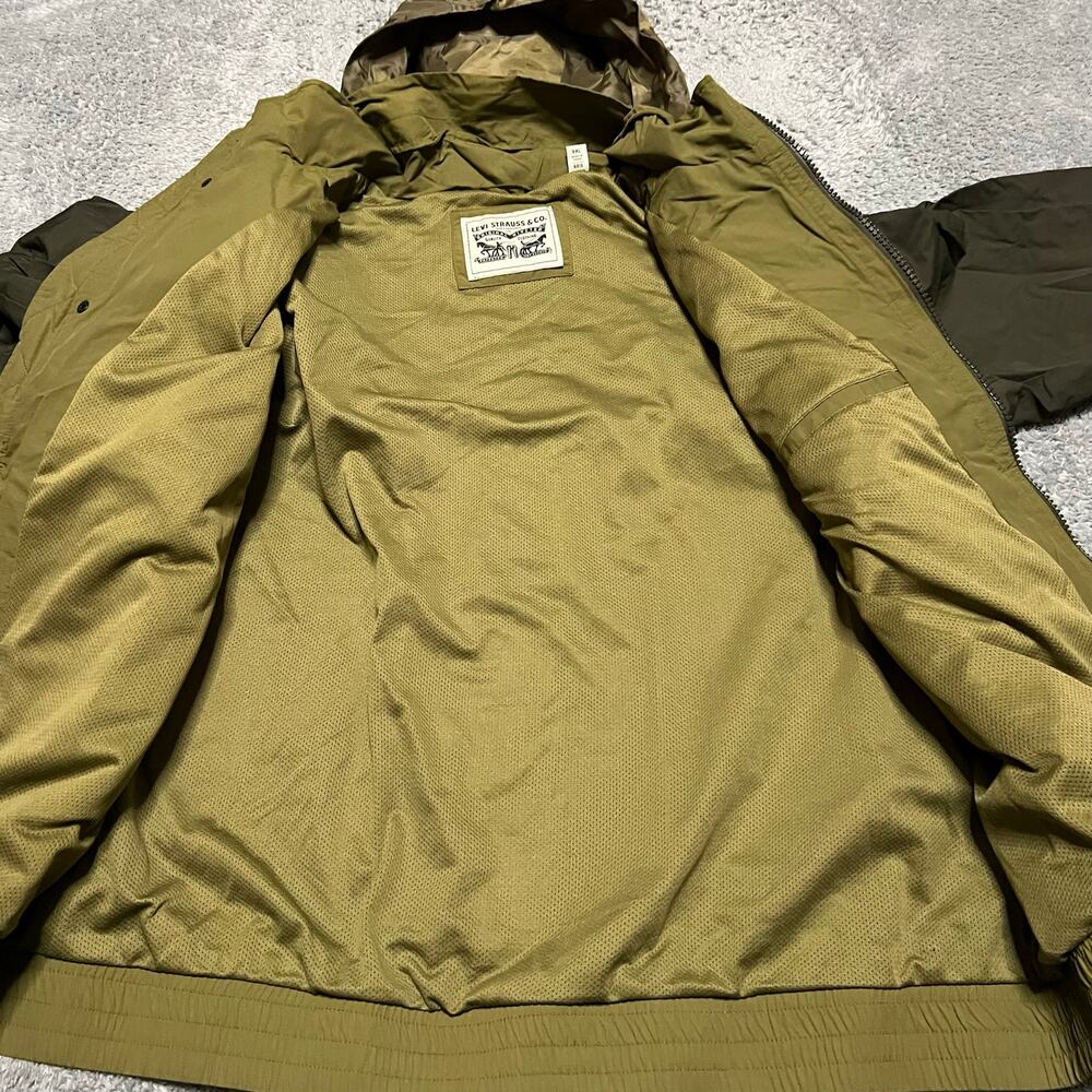Levis Ripstop Jacket Mens XXL Green Nylon Hooded Coat Outdoor - Picture 7 of 9